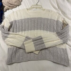 Aeropostale Cable Knit Sweater - Cream and Gray